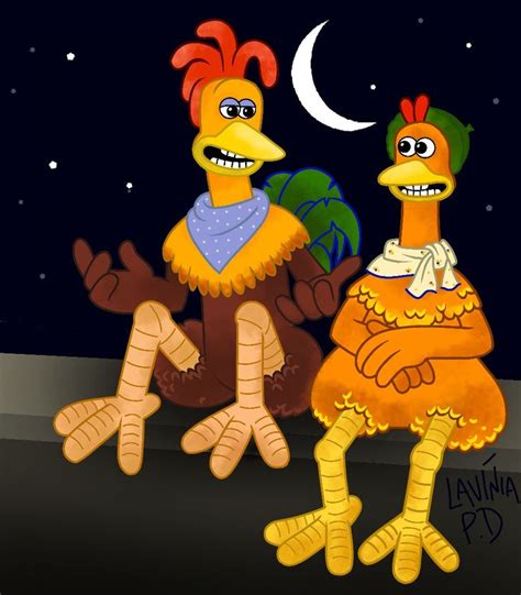 Two Cartoon Birds Sitting Next To Each Other In Front Of A Night Sky