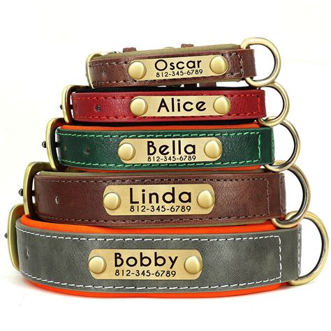 Personalisiert Hundehalsband Mit Namen Gravur Lederhalsband Verstellbar