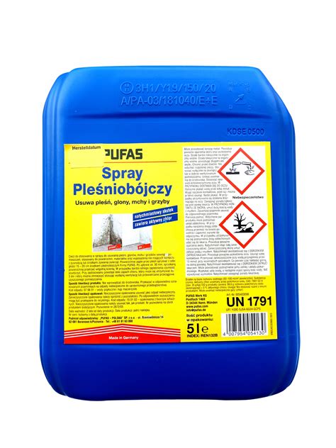 SPRAY PLEŚNIOBÓJCZY PLEŚŃ GLONY MCHY PUFAS 5 l REN132B Cena Opinie