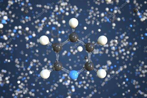 Molécula de piridina modelo molecular conceptual Renderización