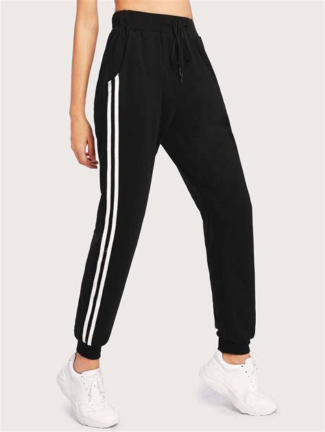 Striped Side Drawstring Sweatpants Sheinsheinside