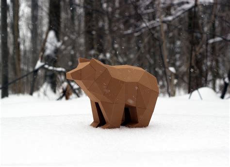 Papercraft Bear Pepakura 3d Low Poly Paper Sculpture Simple Etsy