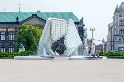 Water Fountain of Freedom at Freedom Square Plac Wolnosci. Editorial Image - Image of holiday ...