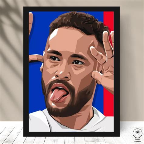 QUADRO NEYMAR JR BRASIL FUTEBOL PSG CAMISA C MOLDURA E VIDRO A4 A3 REF