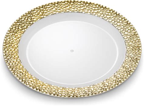 Amazon Wdf Pieces Gold Plastic Plates Ivory With Gold Rim