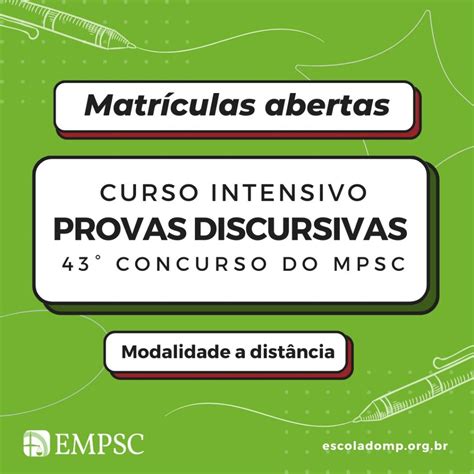 Escola Do Mp Lan A Curso Intensivo De Prepara O Para As Provas