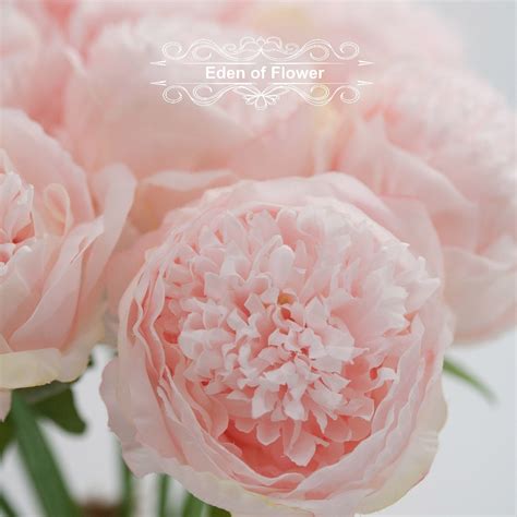 5 Pcs Blush Pink Silk Peony Flowers For Wedding Bridal