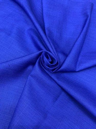 Plain Solid Polyester Cotton Royal Blue Diamond Polycotton Fabric GSM