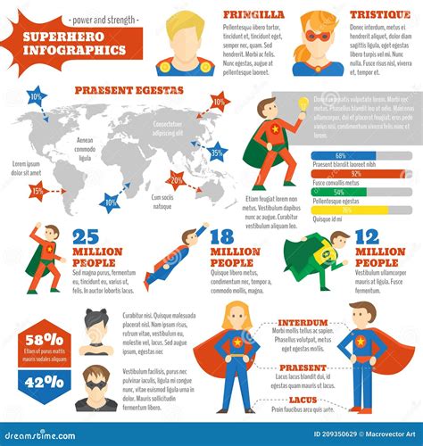 Super Hero Infographic Stock Vector Illustration Of Character 209350629