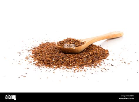 Heap Of Red Dry Rooibos Healthy Traditional Organic Tea In Spoon On