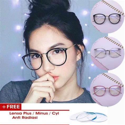 Jual Free Ongkir Kacamata Frame Wanita Gratis Lensa Minus Plus Linda