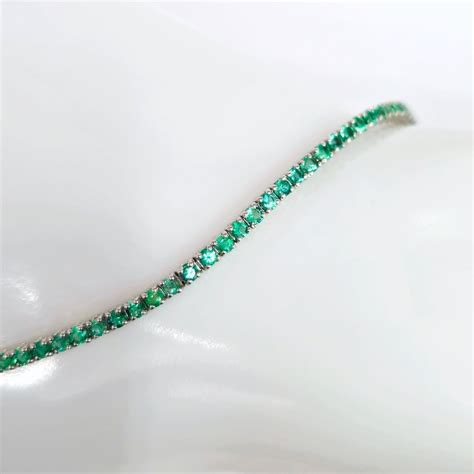 No Reserve 3 10 Ct Green Emerald Designer Tennis Bracelet 6 08 Gr