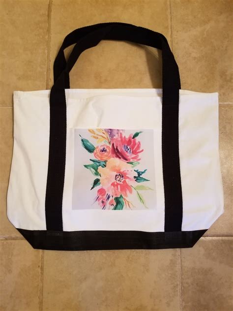 Canvas Tote Bag Floral Tote Bag Art On Tote Bag Reusable Etsy