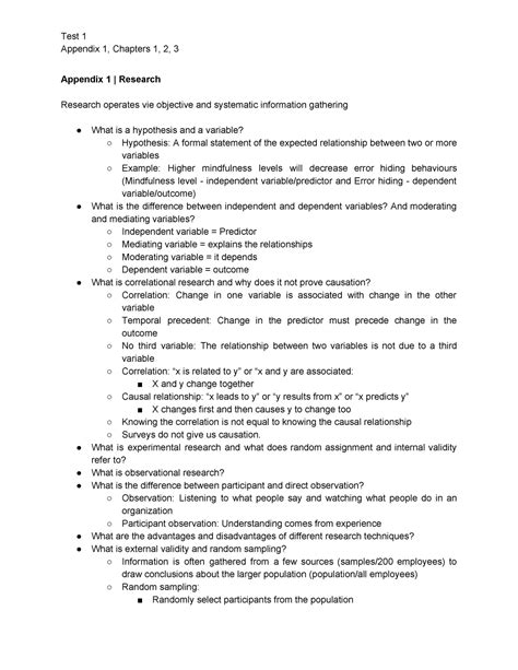 Test 1 Notes Chapter 1 2 3 And Appendix A Test 1 Appendix 1 Chapters 1 2 3 Appendix 1