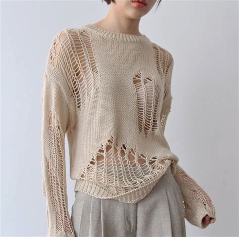 Knitted Sweater With Holes Atelier Yuwa Ciao Jp