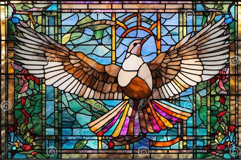 Doves Composed Of Stained Glass Windows In Religious Church Stock Illustration Illustration Of