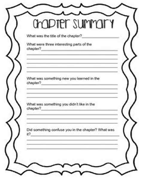 Chapter Summary Worksheet