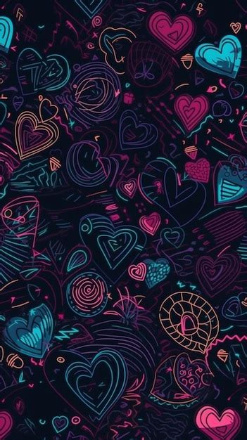 Un Fondo Negro Con Corazones De Colores Y Las Palabras Amor Foto Premium