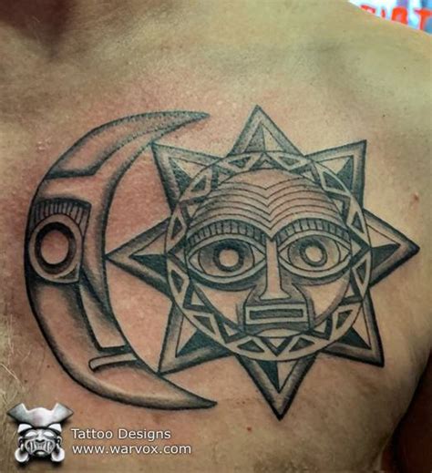 Aztec Moon & Sun Tattoo Design - ₪ AZTEC TATTOOS ₪ Warvox Aztec Mayan ...