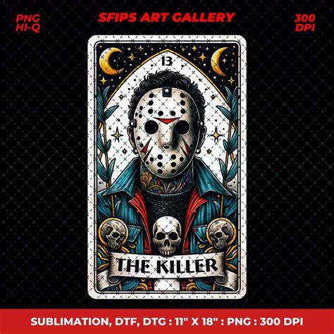 Jason The Killer Tarot Card Png Horror Fan Art Horror Movie T Shirt Mug Png File Sublimation