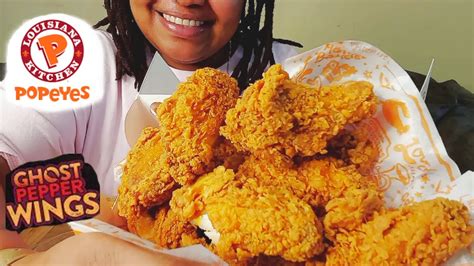 ASMR POPEYES NEW GHOST PEPPER WINGS WITH BUFFALO SAUCE AND RANCH