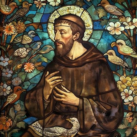 Premium Photo Saint Francis Of Assisi Stained Glass Style Generative Ai St Francis Of Assisi