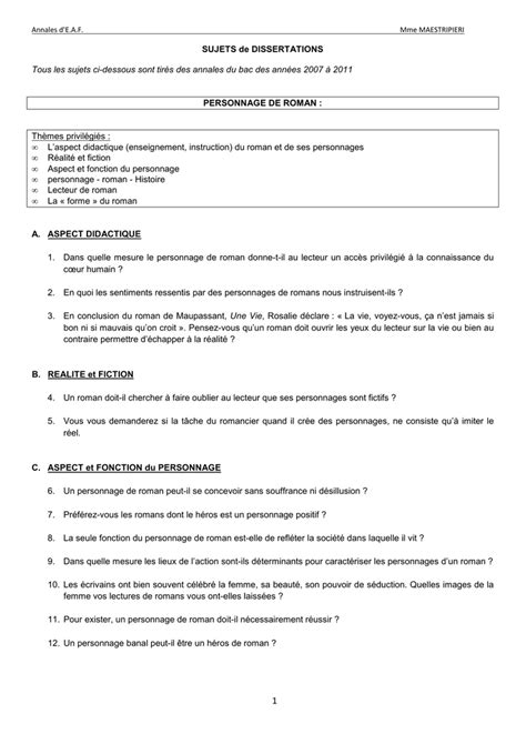 Sujet Dissertation