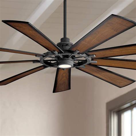 85 Kichler Gentry XL LED Black Wagon Wheel Fan With Wall Control