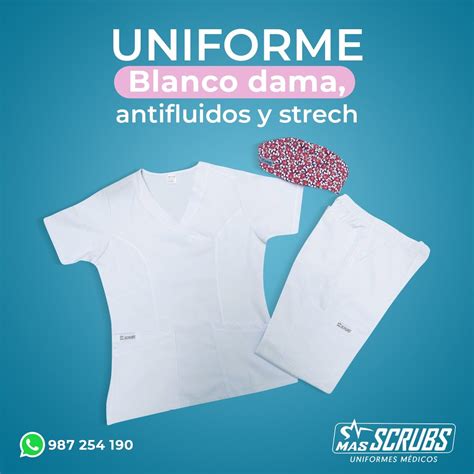 Uniforme Dama Blanco Antifluidos Stretch Masscrubs