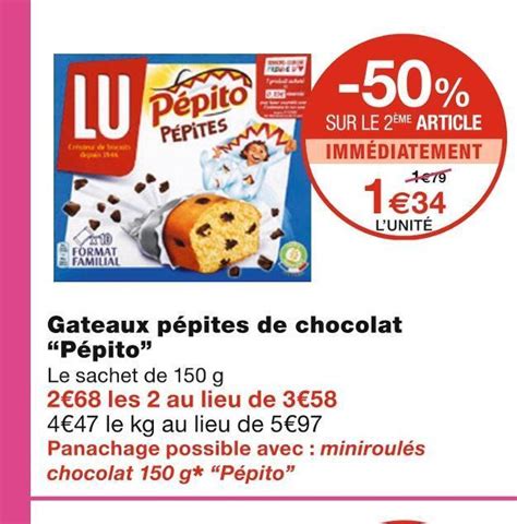 Promo Lu Gateaux P Pites De Chocolat P Pito Chez Monoprix