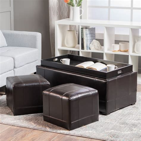 15 Collection Of Storage Ottomans With Reversible Trays