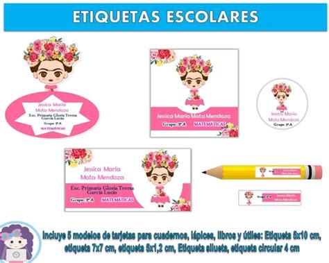 Kit Imprimible Etiquetas Escolares Frida Kahlo