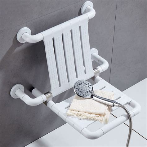 Wall Mounted Shower Seat With Backrest | Fold Up Shower Seat ...