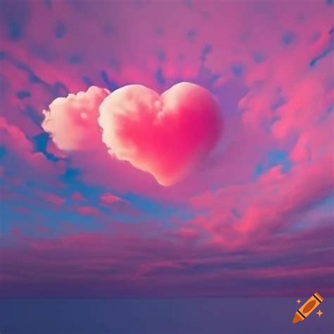 Pink heart-shaped cloud in the sky on Craiyon