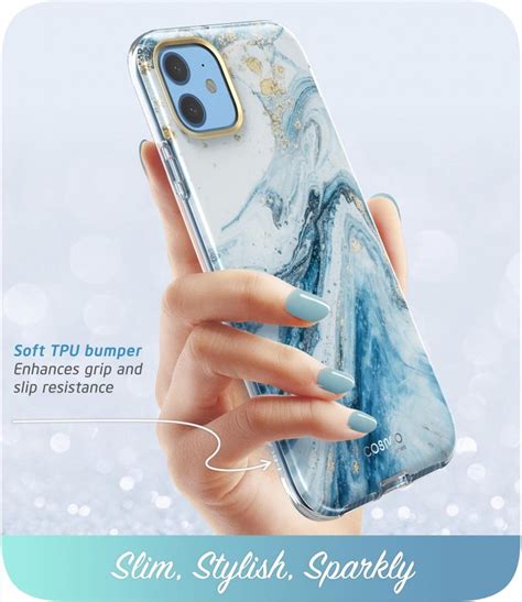 Cosmo 360 Backcase Hoesje Met Screenprotector IPhone 11 Marmer Blauw