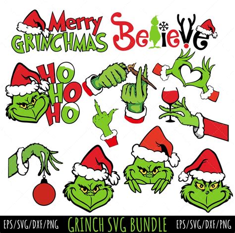 Grinch Face Svg Grinch Hand Grinch Svg Bundle Grinch Ornament Grinch Smile Green Character