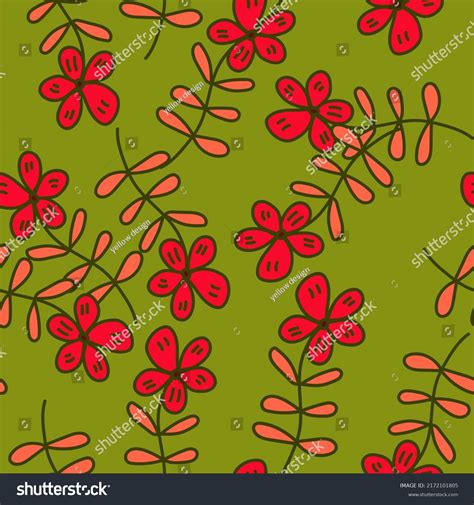 Simple Outline Flower Seamless Pattern Floral Stock Vector Royalty