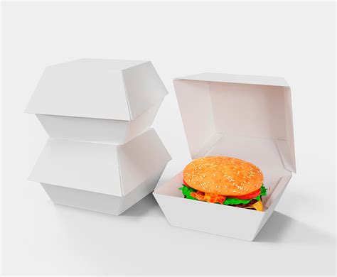 汉堡盒包装设计样机图 Fast Food Mockup 设计小咖