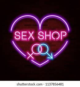 Sex Shop Logo Neon Realistic Text Vetor Stock Livre De Direitos