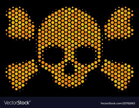 Hexagon Halftone Skull Crossbones Icon Royalty Free Vector