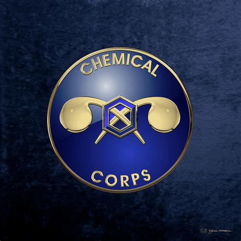 U S Army Chemical Corps Branch Insignia Over Blue Velvet Digital