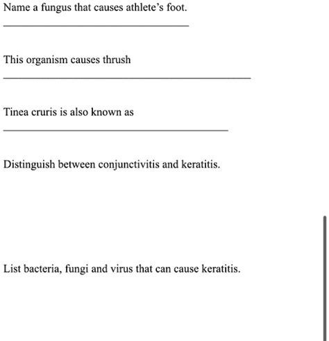 SOLVED Name A Fungus That Causes Athlete S Foot This Organism Causes