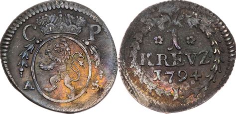 Pfalz Kurlinie 1 Kreuzer 1794 Karl Theodor 1743 1799 Dunkle Patina