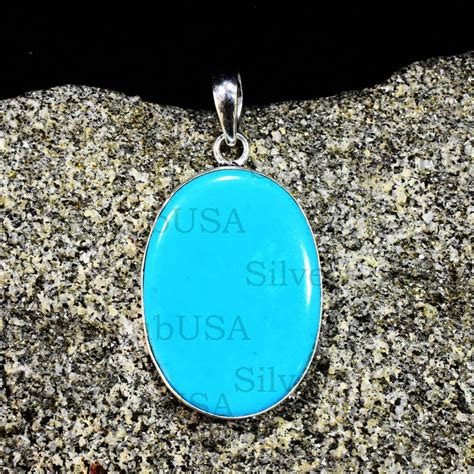 Natural Sleeping Beauty Turquoise Pendant Sterling Silver Pendant