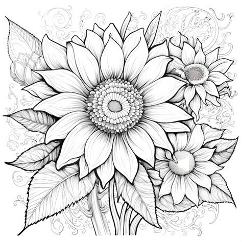 Zentangle flowers captivating sunflower zentangle página para colorir