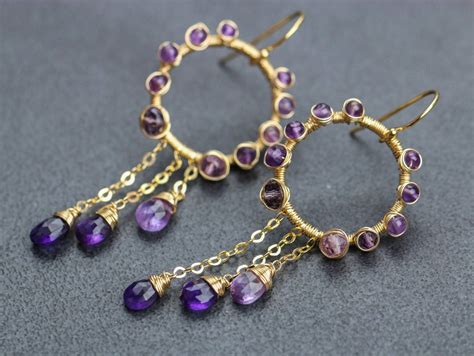 Purple Amethyst Earring Amethyst Hoop Gold Hoop Earring | Etsy | Purple amethyst earrings, Etsy ...