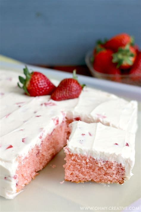 Strawberry Cake With Whipped Cream Cheese Frosting Oh My Creative