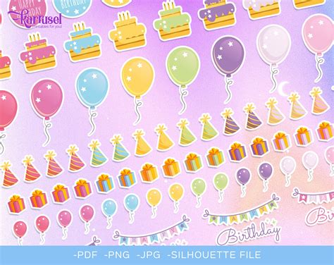 Happy Birthday Stickers Printable Stickers Planner Stickers Etsy