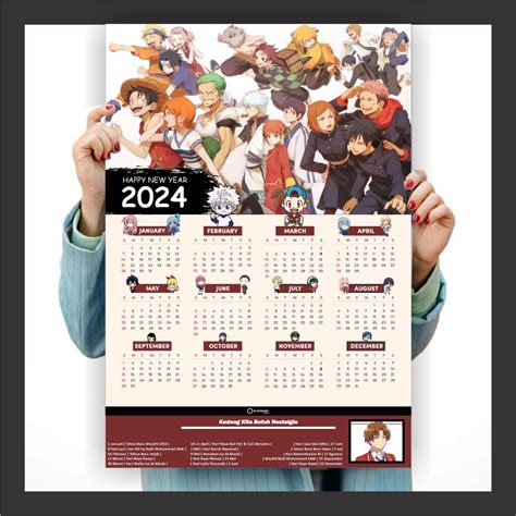 Jual Kalender Anime 2024 Poster Anime Terlengkap A4 Kalender Anime