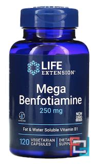 Mega Benfotiamine Life Extension 250 Mg 120 Vegetable Capsules